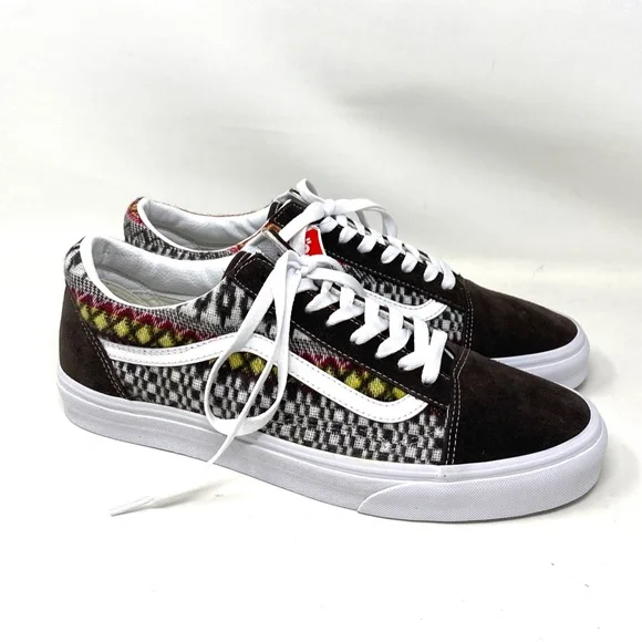 VANS Old Skool Fair Isle Low Brown Multi Women Canvas Suede Sneakers VN0A5JMIBF0 - Picture 5 of 10